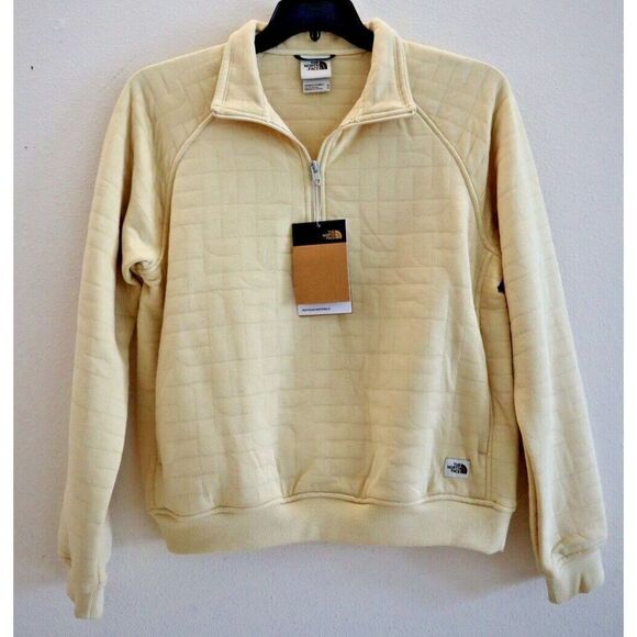 The North Face Women Sz M Beige Heather Longs Peak Quilted 1/4 Zip Jacket - Picture 2 of 8